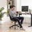 Armless Swivel Office Chair Faux Leather Upholstered Waterproof Desk Chair Ergonomic Adjustable Computer Chair-1106344804