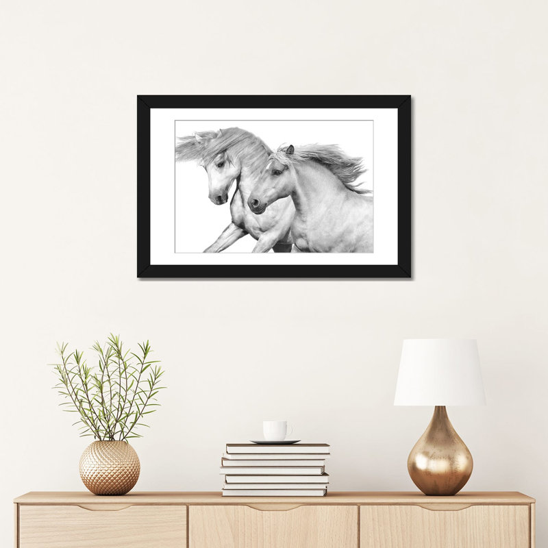 « duo i », impression sur toile, Papier d'art encadré noir, Blanc, H 16 po x l 24 po x P 1 po