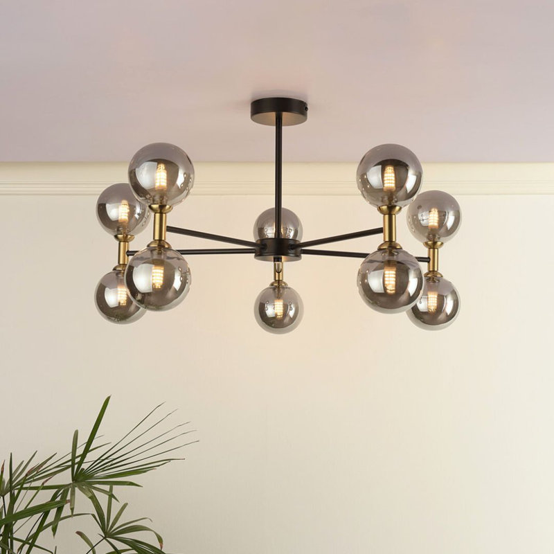 Glass Semi Flush Mount, 10 Lights, 385cm H x 660cm W x 660cm D