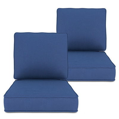Ensemble de coussins de siège d'extérieur profond de 2, 23 po x 24 po x 4 po, coussin de chaise de patio en mousse haute densité, coussin en oléfine résistant aux rayons UV et résistant aux rayons UV pour chaise, canapé, causeuse et mobilier de patio