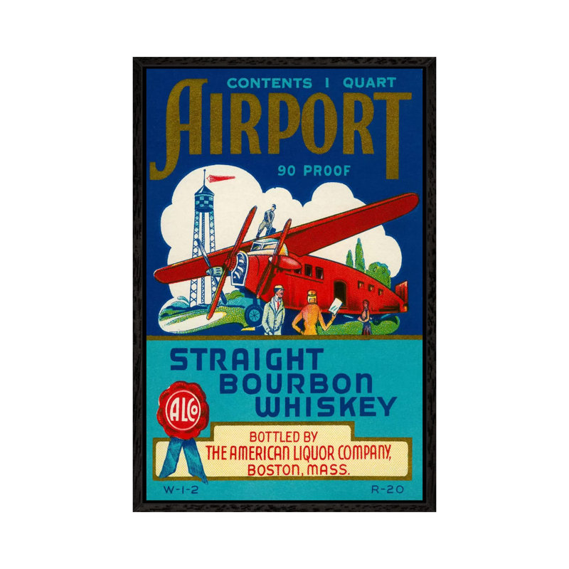 Airport Bourbon Whiskey - Print on Canvas, 66.04 cm H x 45.72 cm W, Black Framed