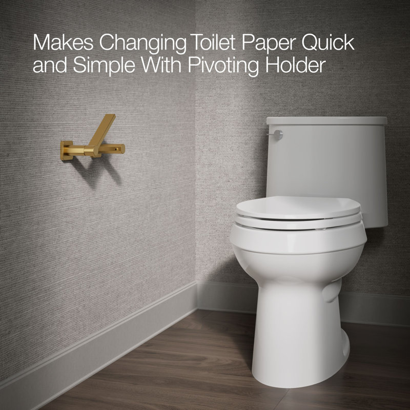 Parallel™ Pivoting Toilet Paper Holder, Wall-Mount Bathroom Toilet Paper Holder, Vibrant Brushed Moderne Brass