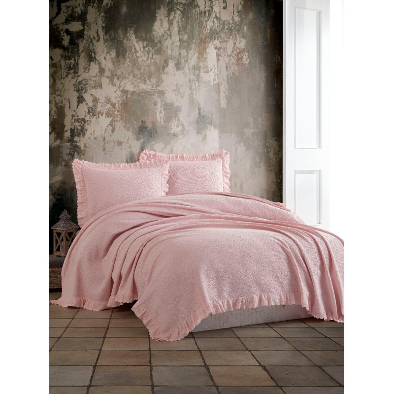 Ensemble de courtepointe 100% coton moderne et contemporain Coss, Rose