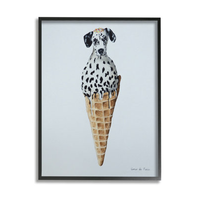 " Dalmation Dog Ice Cream Scoop Waffle Cone " by Coco De Paris