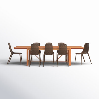 Tempo Rectangular 8 - Person Teak Finish Outdoor Furniture Dining Set