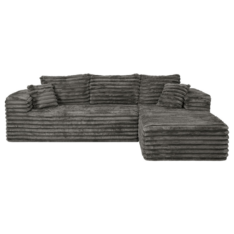 Canapé 2 pièces avec coussin Kustas Boneless, Grey Corduroy