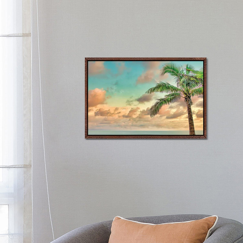 Palm Calm by Mark Paulda - Print on Canvas, 45.72cm H x 66.04cm W x 3.81cm D, Classic Brown Wood Floater Framed