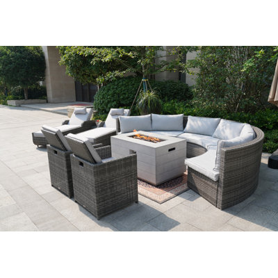 10 - Person Patio Conversation Set with Cushions