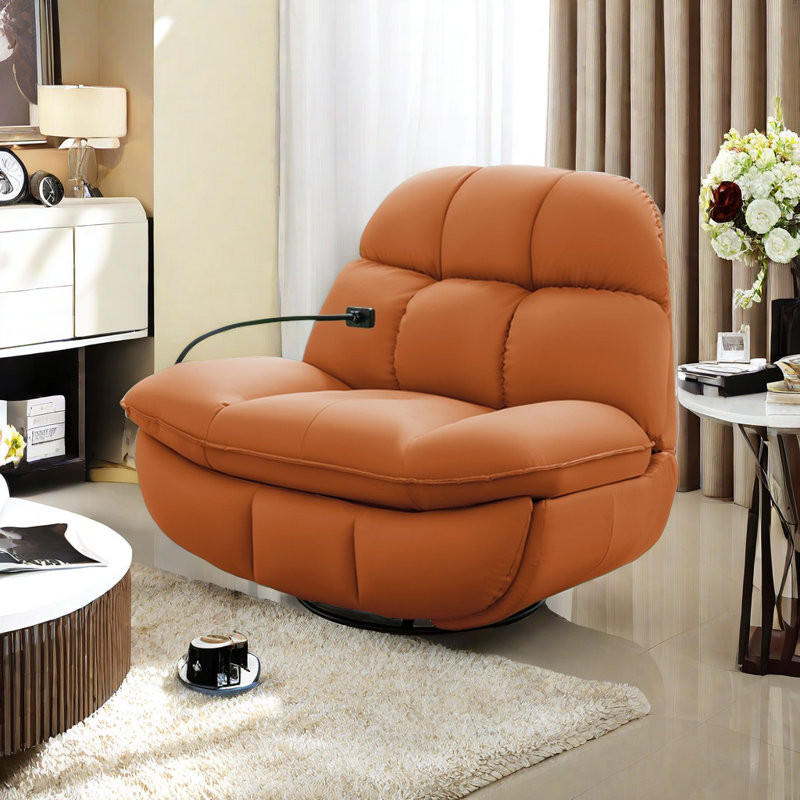 Fauteuil inclinable en un clic avec accoudoirs de rangement, Orange