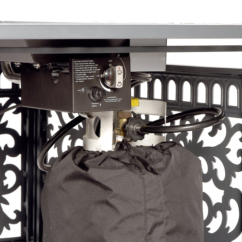 Justina Rectangle Aluminum Propane Smokeless Fire Pit Table with Hidden Fuel Tank, Gray