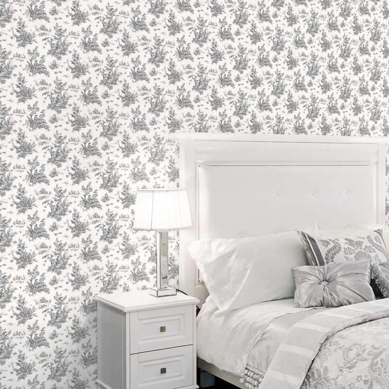 Garretson 10m x 52.8cm Satin Wallpaper Roll, Black