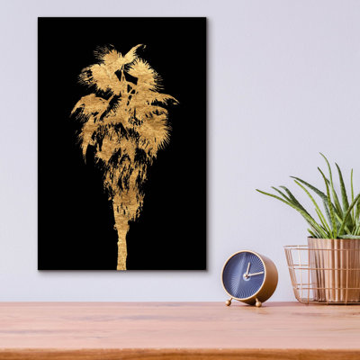  «Golden Palm Tree 1» par Alonzo Saunders, art mural en verre, 12 po x 16 po