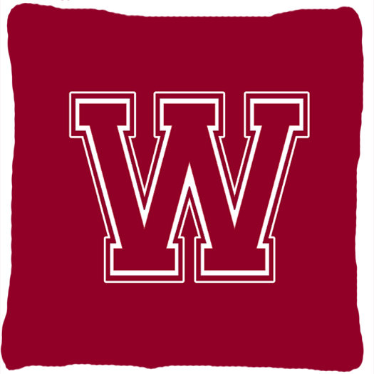 Monogram Initial Maroon and White Indoor/Outdoor Throw Pillow Caroline's Treasures