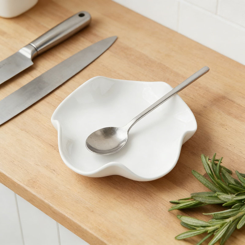 Porte-cuillère en céramique pour cuisinière et comptoir, porte-ustensiles de cuisine résistant à la chaleur avec conception de drainage, plat de service polyvalent et organisateur pour cuillères, louches et ustensiles de cuisine