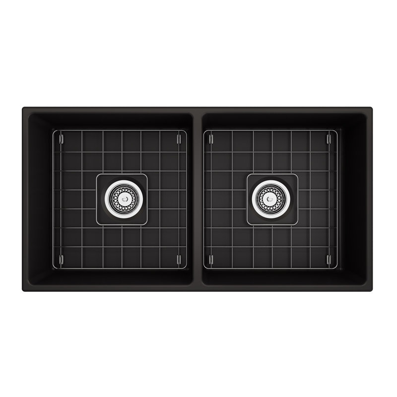 36'' L Double Basin Kitchen Sink, Matte Black