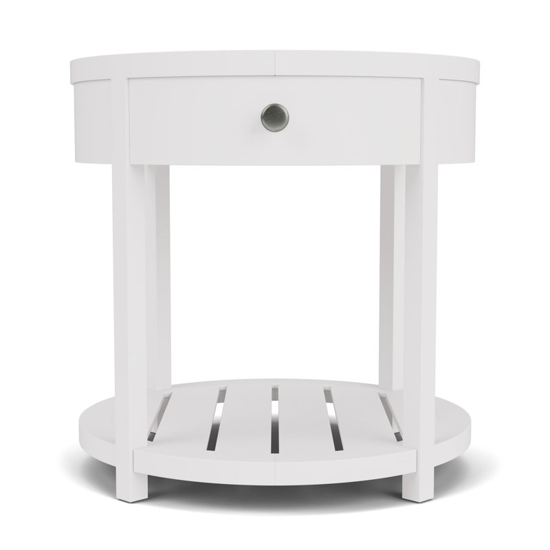 Kishia White Round End Table, White