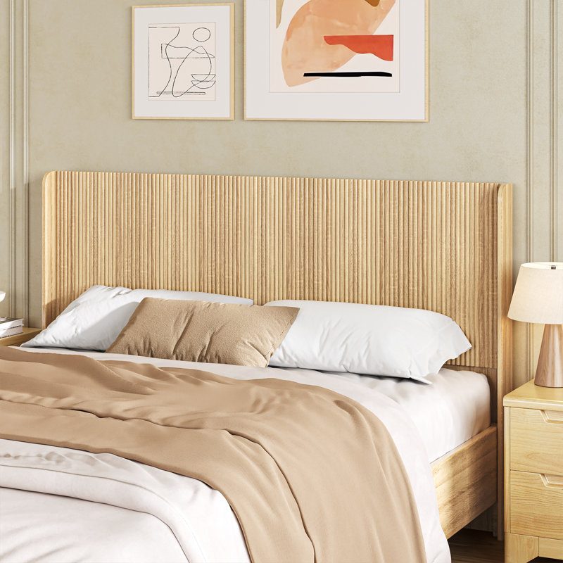 63.9"  Size Wood Headboard, Coastal Headboard & Fluted Headboard for Bedroom , Brown