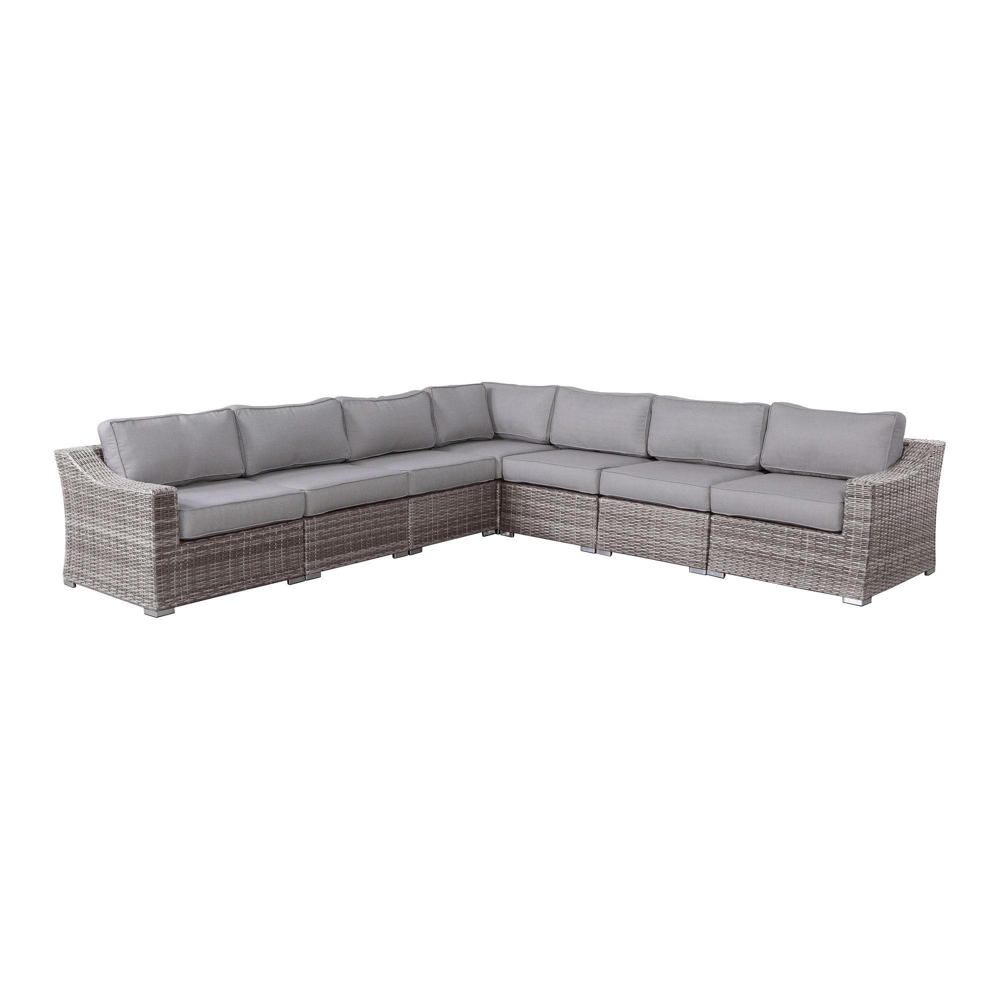 Saffi Wicker Fully Assembled 6 - Person Seating Group with Cushions, Mixed Gray