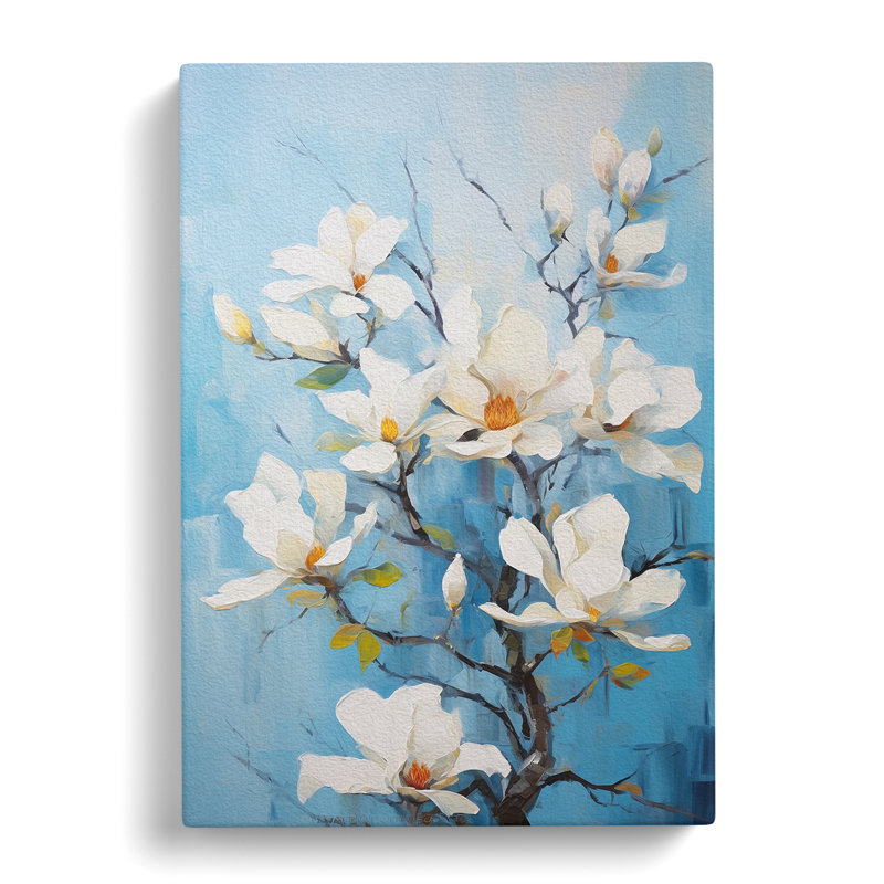 Magnolia Flower Action Painting - Wrapped Canvas, 76cm H x 50cm W x 3cm D