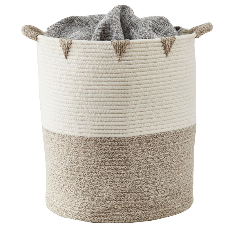 Ensemble de paniers en tissu, Beige / ivoire / blanc, H 14 po x l 12,6 po x P 12,6 po, 5