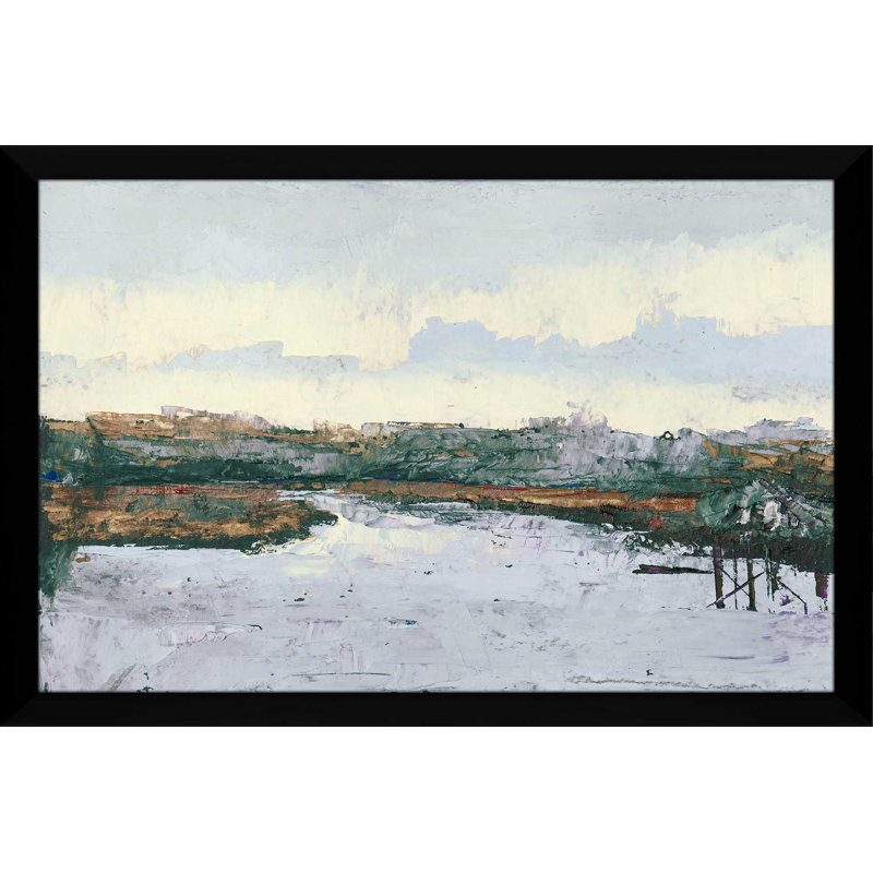 «Le long de l'eau», reproduction de peinture à l'huile, H 21,5 po x l 33,5 po x P 2 po, Cadre espresso