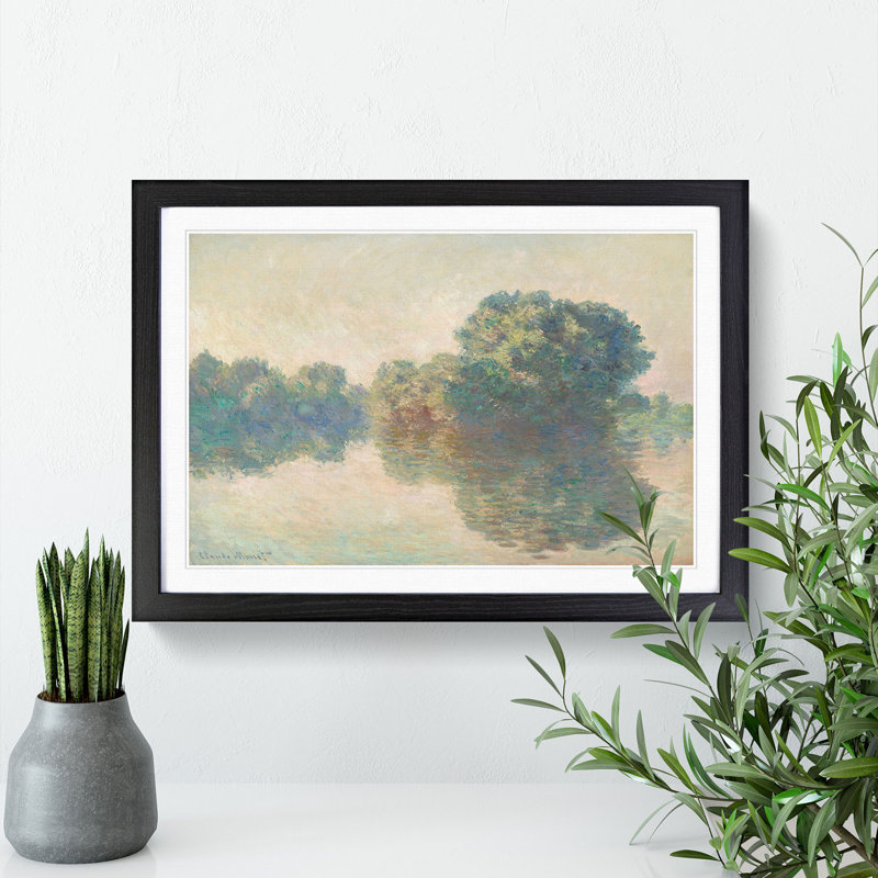 The Seine at Giverny by Claude Monet - Picture Frame Painting, Black Framed, 48cm H x 65cm W x 2cm D