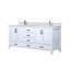 Meuble-lavabo double blanc 72 po X P 22 po D, dessus en quartz blanc et ensemble de robinet-871989734-871989733