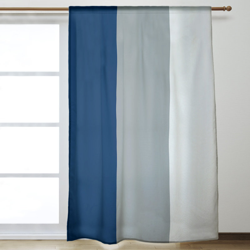 Room Darkening Curtain Single Panel, San Diego Baseball Blue/Light Gray/White