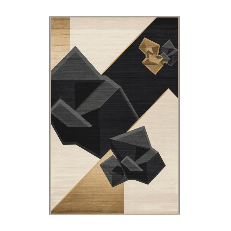 Tapis gris lavable à la machine à motif moderne Bishopston, 7 x 9