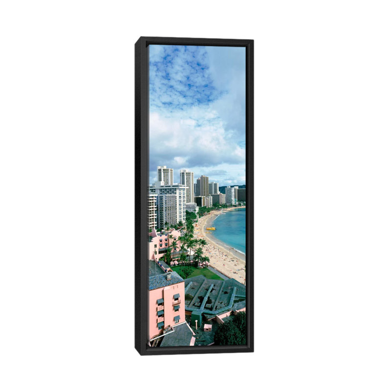 Plage panoramique de Waikiki, Honolulu, Hawaï, reproduction de photo sur toile tendue, H 48 po x l 16 po x P 1,5 po