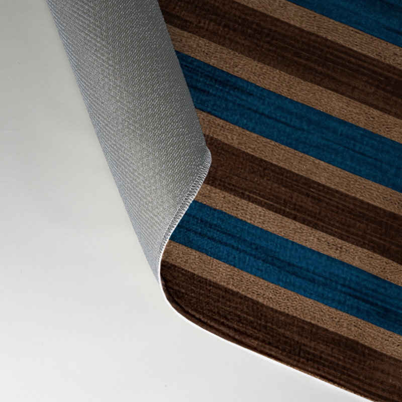 Tapis intérieur / extérieur brun HorizontalStripes, Rectangulaire 3 pi x 5 pi