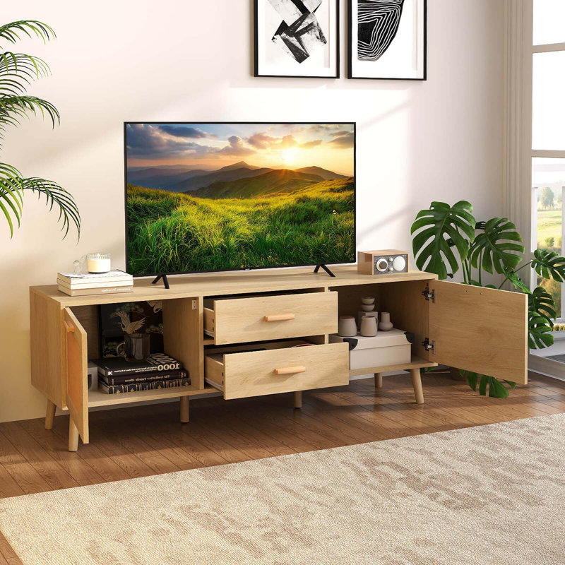 Meuble télé en rotin pour meuble télé 59 po et console de 59 po Boho