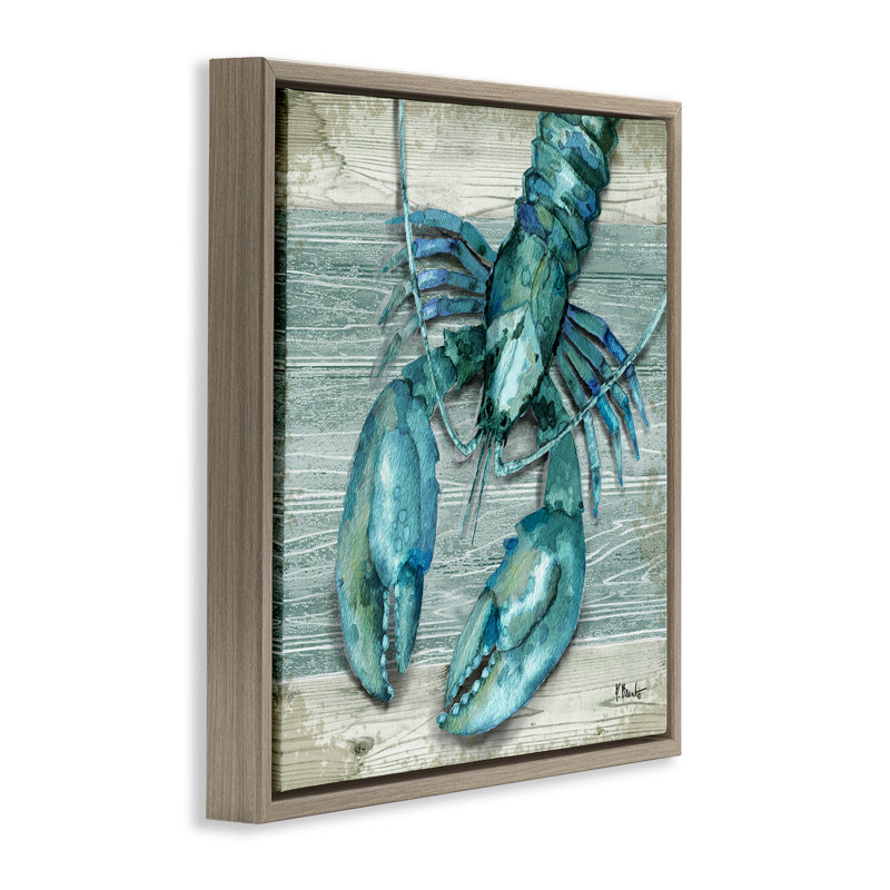Northife Lobster Sealife rustique, H 18 po x l 18 po, Cadre flottant orme Montalcino
