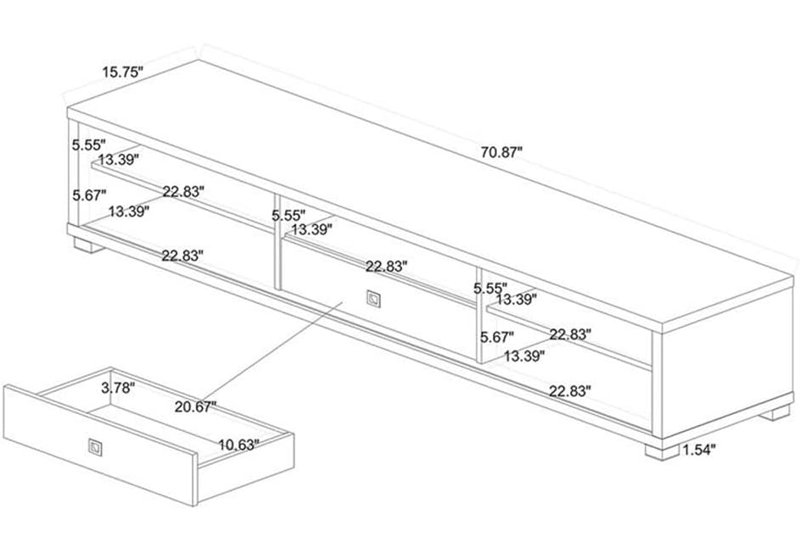  Modern Contemporary Oak Brown Wood 1 Drawer TV Stand