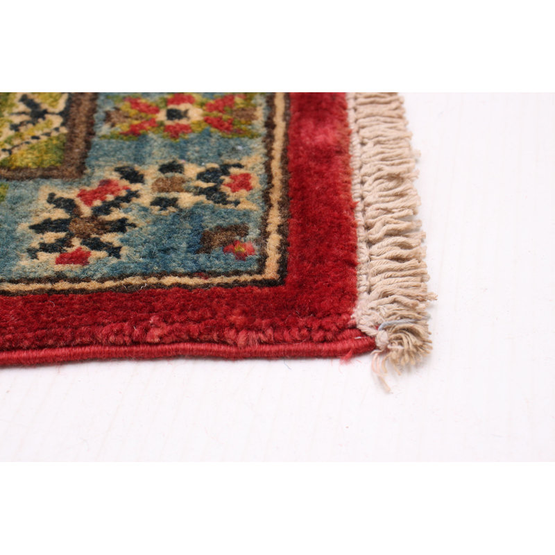 Tapis rouge en laine noué à la main de conception unique 6 pi 2 po x 8 pi 8 po New Age Finest Ghazni