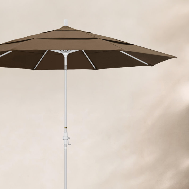Parasol de marché Broadmeade octogonal Sunbrella, Blanc mat, Cacao