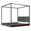King Size Wood LED Canopy Bed ,Canopy Platform bed With Support Slats, No Box Spring Needed, White