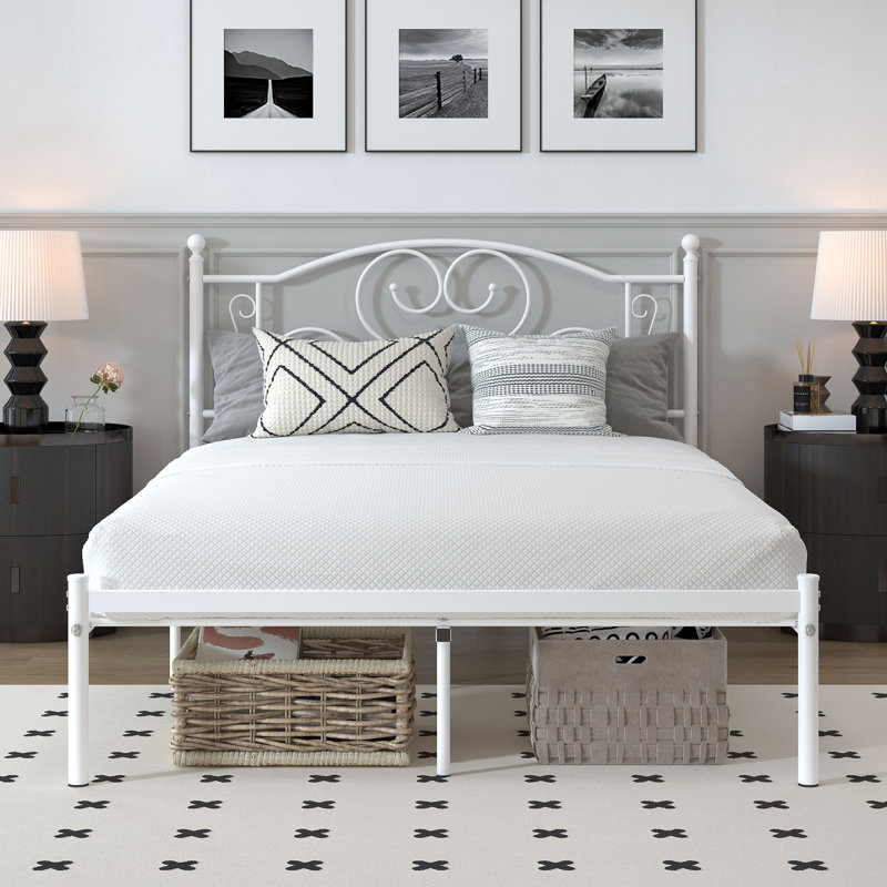 Paitlyn Metal Open-Frame Bed, White, Full