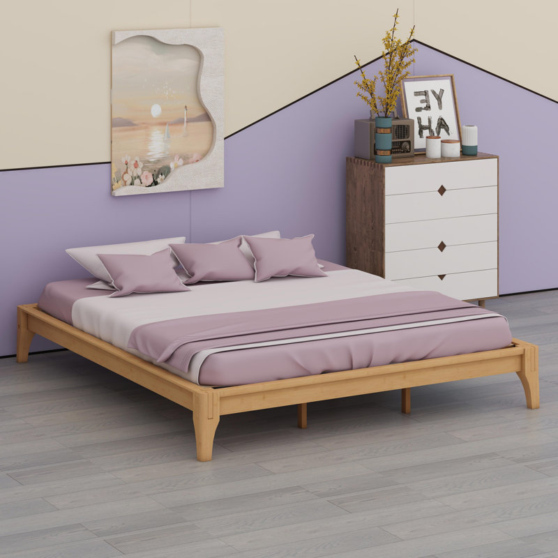 Bamboo Wood Platform Bed Frame, Natural