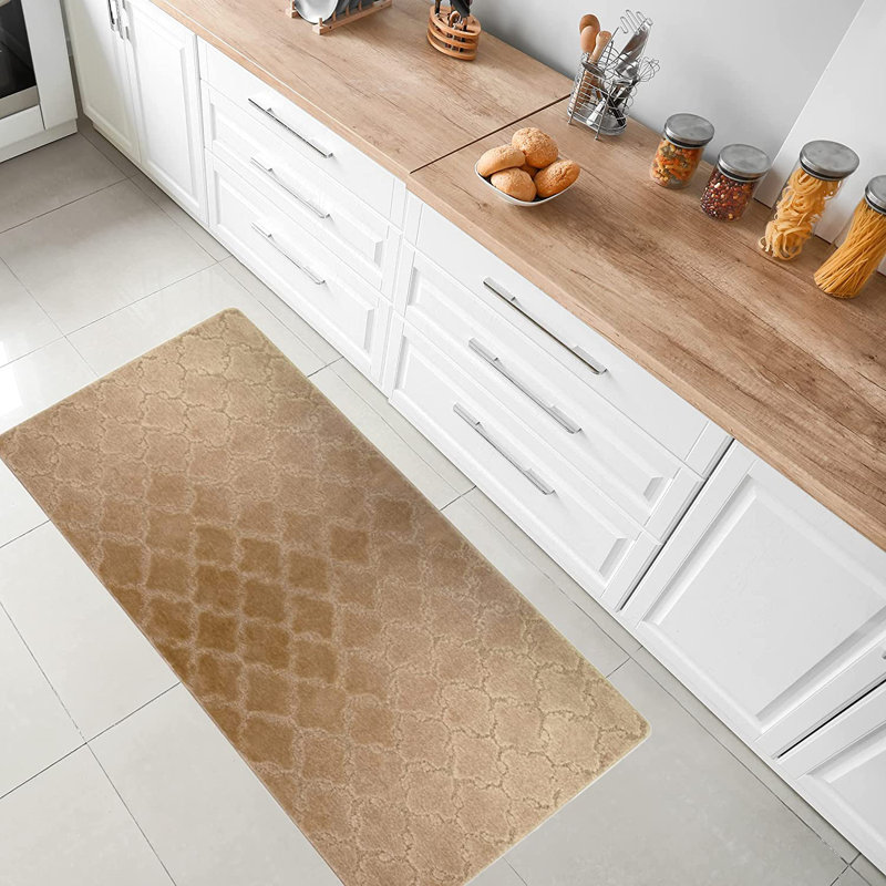 Tapis de cuisine, Rectangle 2 pi 8 po x 5 pi 4 po, Beige clair