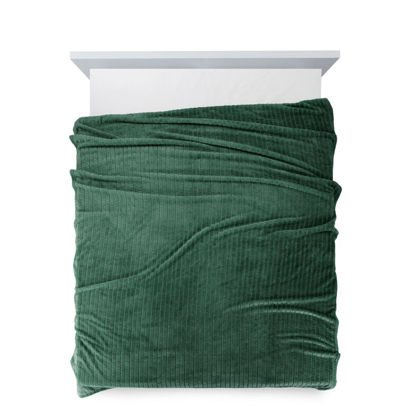 Montevia Polyester No Pattern Bedspread, 170cm W x 210cm L, Dark Green