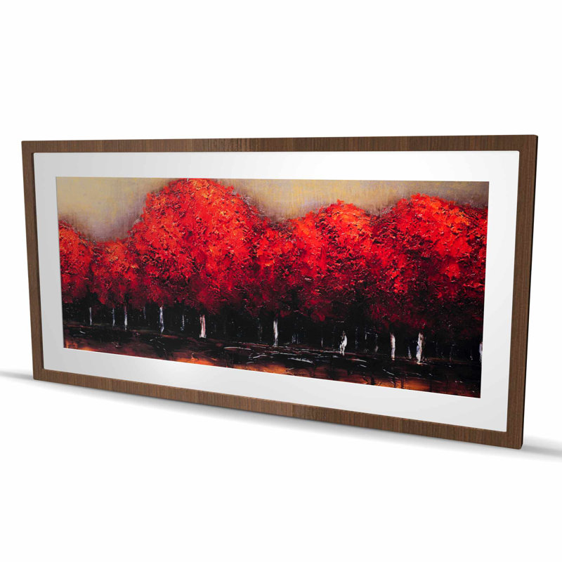 Red Dark Trees - reproduction d'art contemporain encadrée