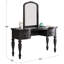 Meuble-lavabo contemporain avec tabouret en bois et rangement - Miroir à garniture cloutée classique de style moderne inclus