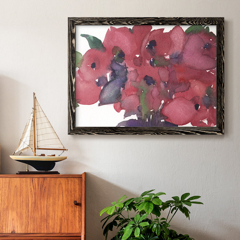 Floral I, impression sur toile encadrée, H 18 po x l 26 po x P 1,5 po, Cadre noir