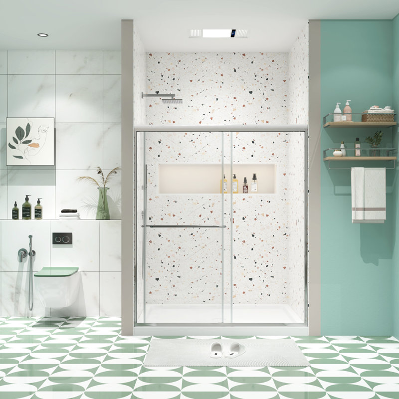 Bypass Shower Sliding Door - 50 54" X 70", 1/4" Tempered Glass, Chromed, 36000 Times Open, Collision Leakage Function, Easy To Install