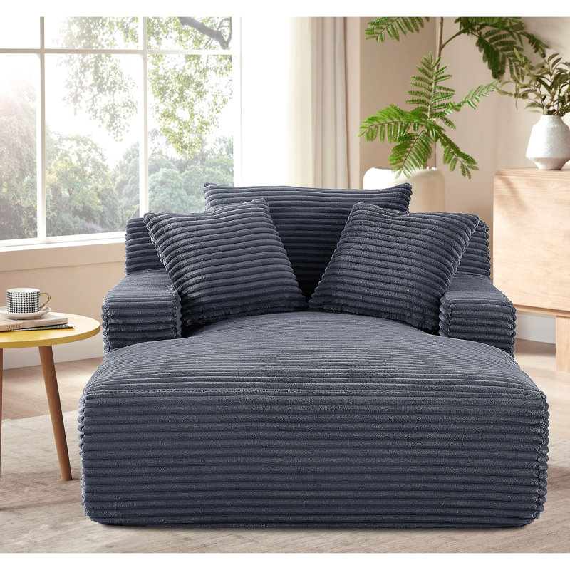 Fauteuil surdimensionné en velours côtelé gris doux - Sofa confortable entièrement rembourré de mousse, canapé-lit pour salon et chambre, installation rapide dans la chambre et la pièce, assemblage facile.