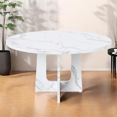 Round Dining Table for 4 - 47 Inch with MDF Wood Grain Finish and 300lb Weight Capacity