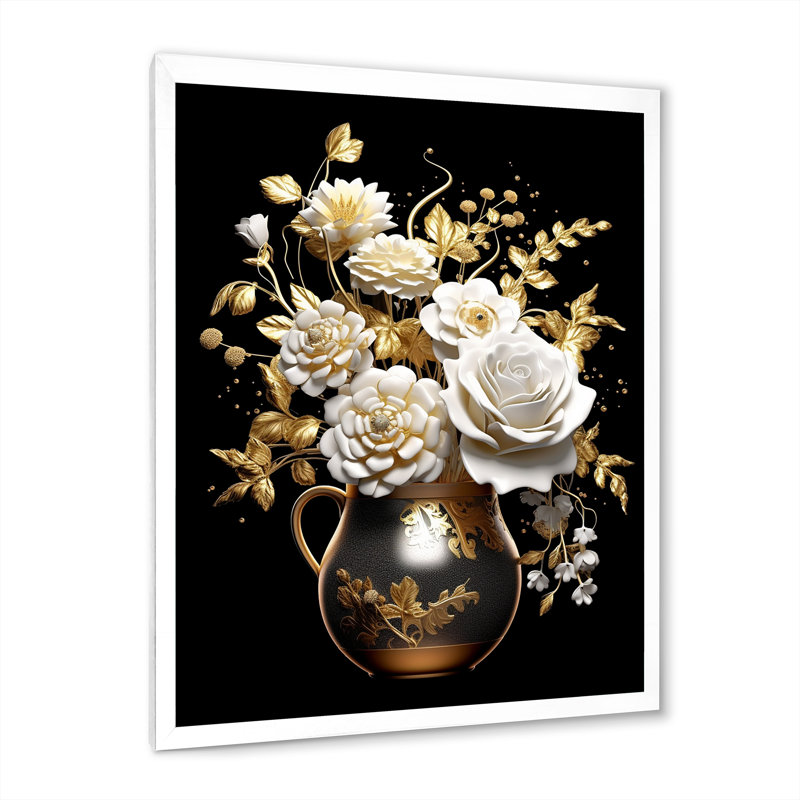«Serenity Assorted Bouquet Still Life II», reproduction sur toile, H 20 po x l 12 po x P 1 po, Cadre photo blanc