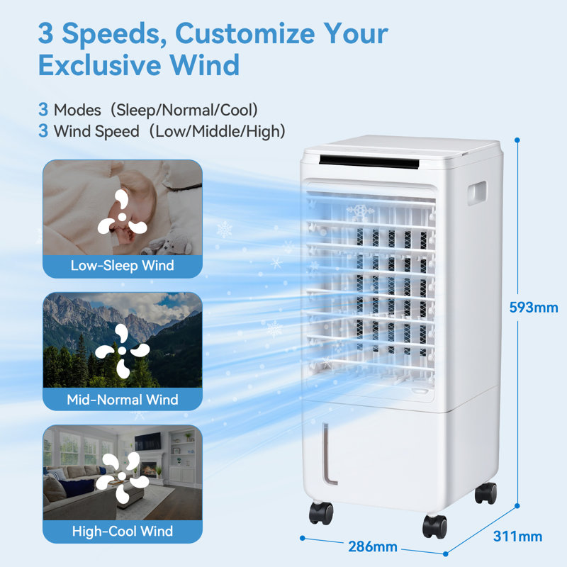 7L Air Cooler Fan 3 In 1 Portable Cooling Fan Conditioner Humidifier Remote Control
