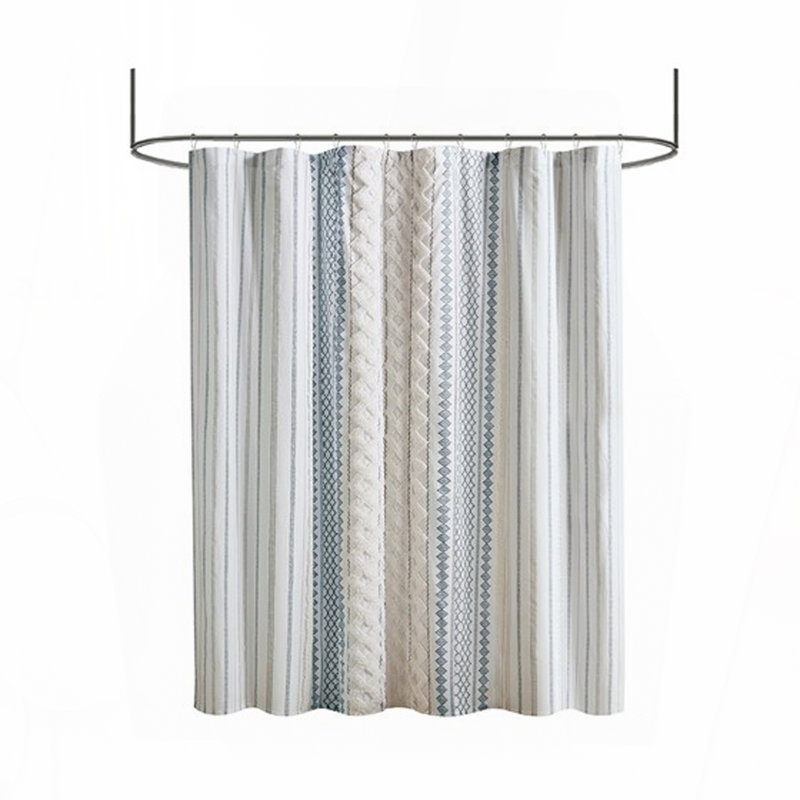 Cotton Printed Shower Curtain with Chenille